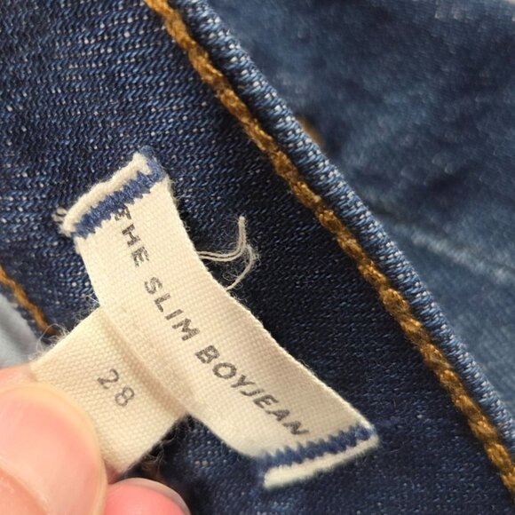 Madewell Jeans Womens 28 Blue Slim Boyjean Raw Hem Ankle Stretch Denim Preppy - Picture 4 of 11